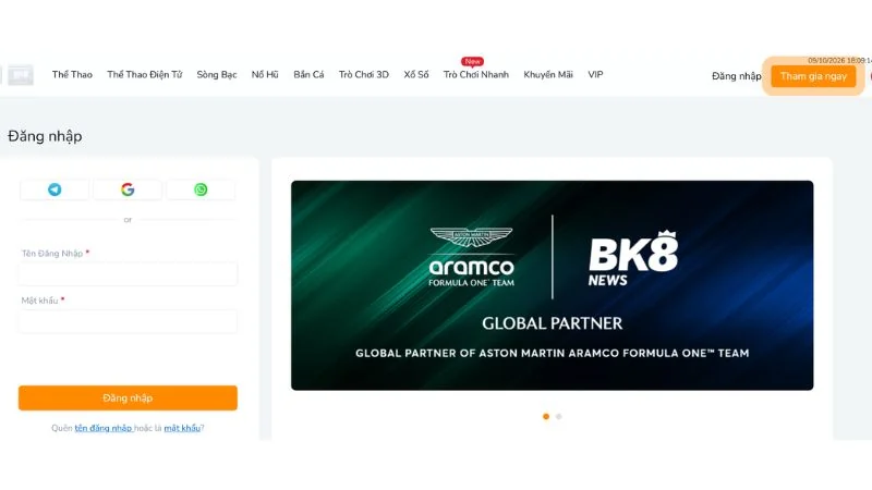 Bước 1: Truy cập trang chủ BK8 Bước 1: Truy cập trang chủ BK8